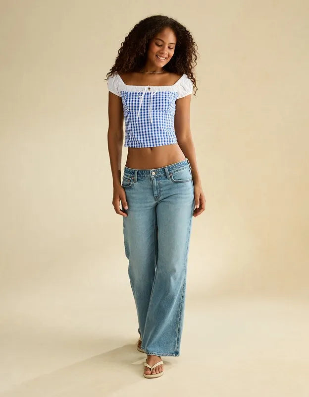 AE Square-Neck Cap-Sleeve Top