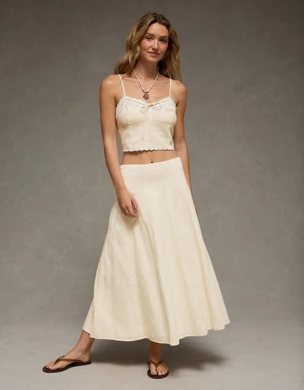 AE Embroidered Scalloped-Hem Cami