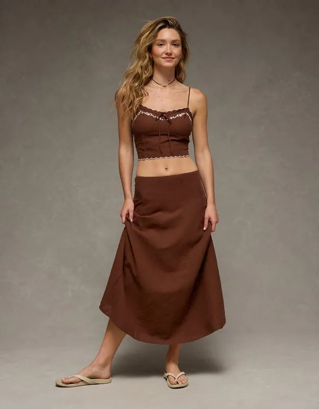 AE Embroidered Scalloped-Hem Cami