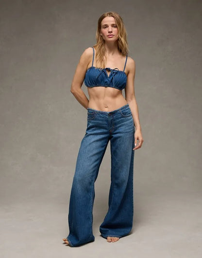 AE Denim Tie-Front Bra Top