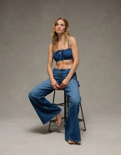 AE Denim Tie-Front Bra Top
