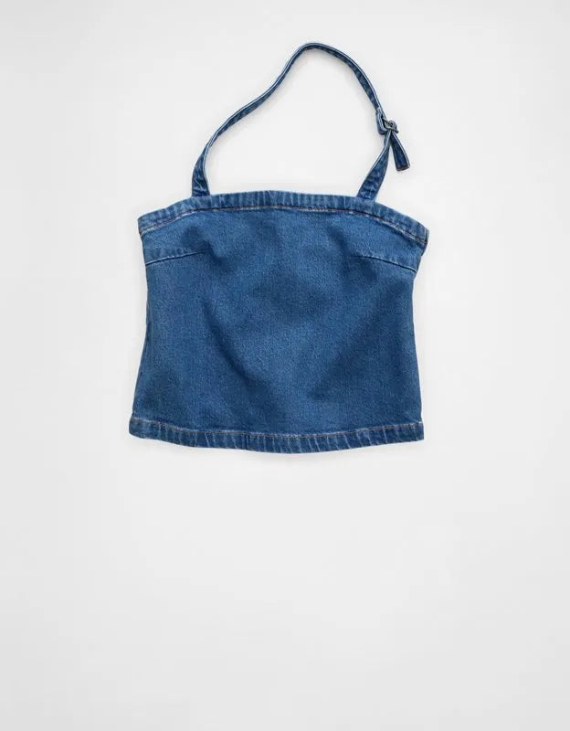 AE Denim Halter Top