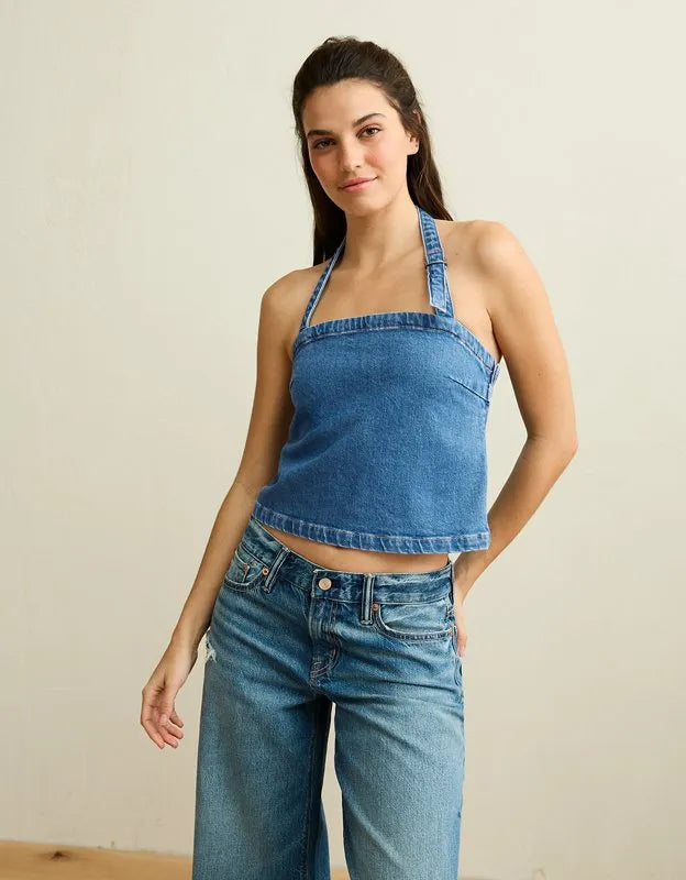 AE Denim Halter Top