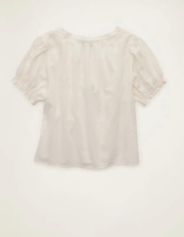 AE Front Tie Lace Inset Top