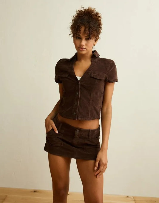 AE Corduroy Short Sleeve Top