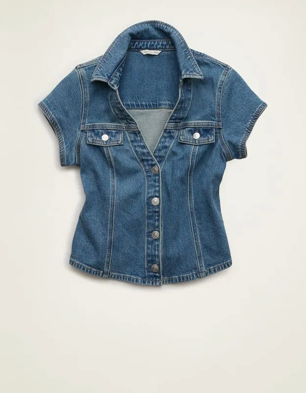 AE Short Sleeve Denim Button Down