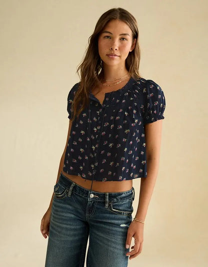 AE Front Tie Lace Inset Top