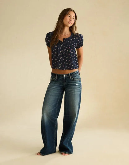 AE Front Tie Lace Inset Top