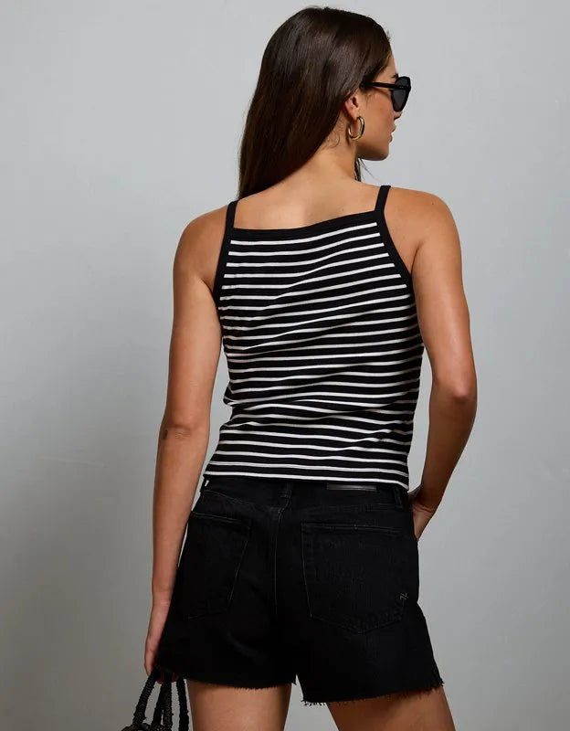 AE77 Striped Square Neck Tank Top