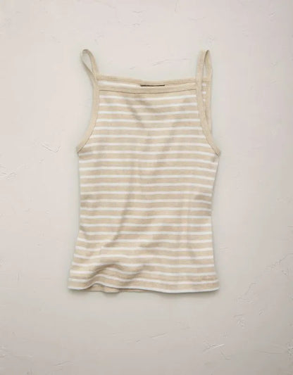 AE77 Striped Square Neck Tank Top