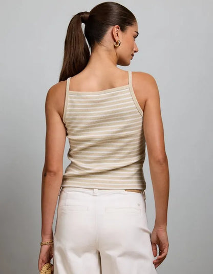 AE77 Striped Square Neck Tank Top