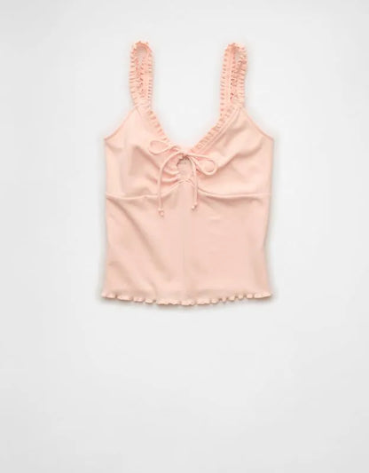 AE Flutter Strap Tie-Front Tank Top