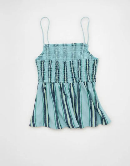 AE Sunchaser Babydoll Smocked Tank Top