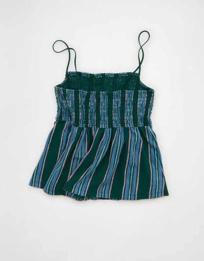 AE Sunchaser Babydoll Smocked Tank Top