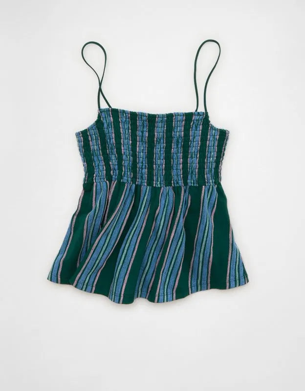 AE Sunchaser Babydoll Smocked Tank Top