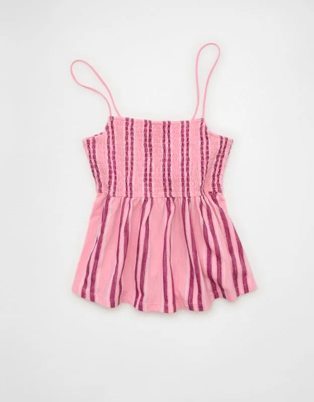 AE Sunchaser Babydoll Smocked Tank Top