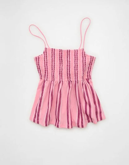 AE Sunchaser Babydoll Smocked Tank Top