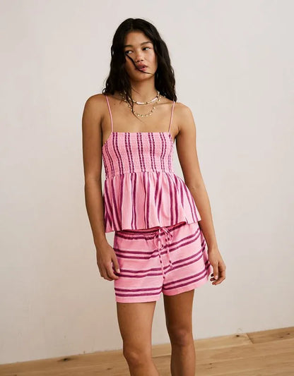 AE Sunchaser Babydoll Smocked Tank Top