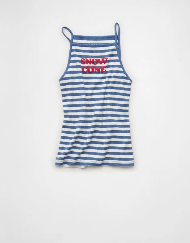 AE Apron-Neck Graphic Tank Top