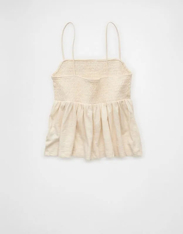 AE Sunchaser Babydoll Smocked Tank Top