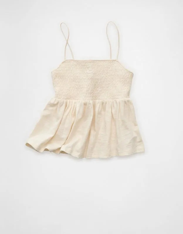 AE Sunchaser Babydoll Smocked Tank Top