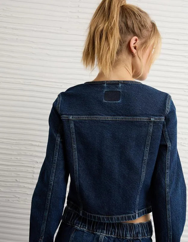 AE Collarless Denim Jacket