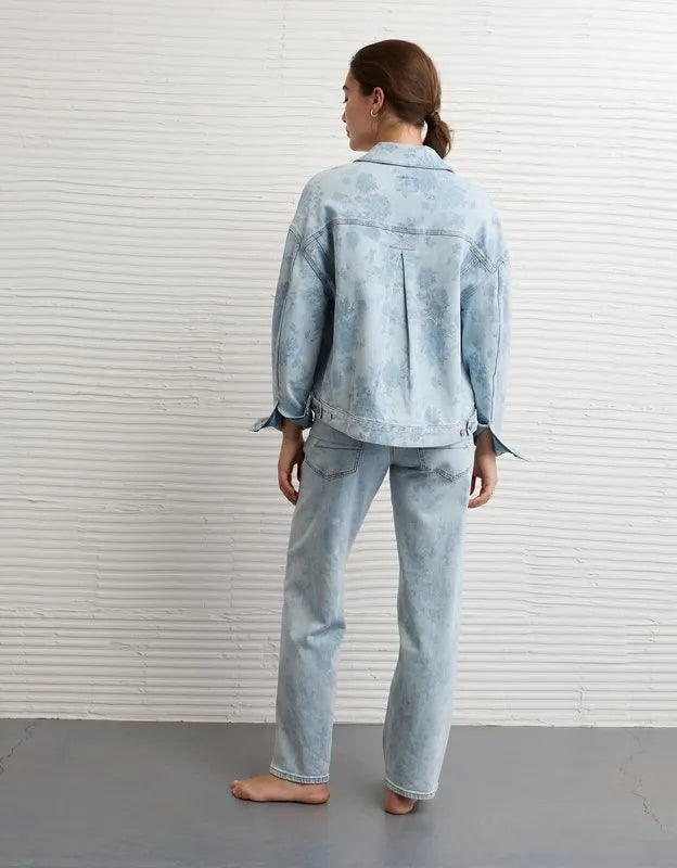 AE Floral Print Denim Swing Jacket