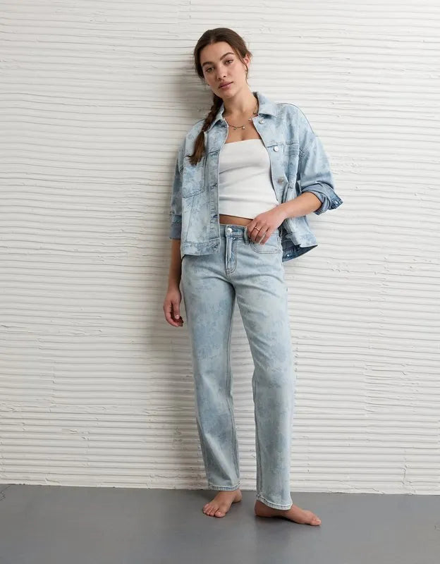 AE Floral Print Denim Swing Jacket