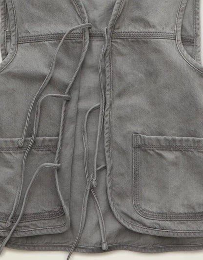 AE Tie-Front Denim Vest
