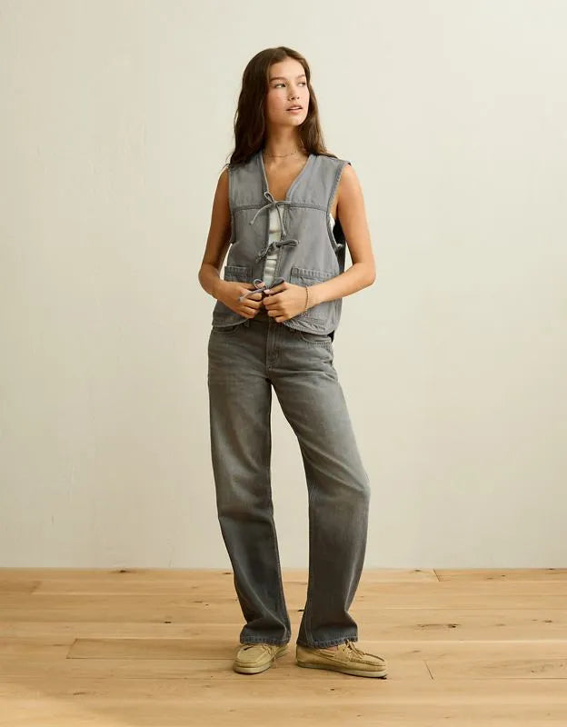 AE Tie-Front Denim Vest