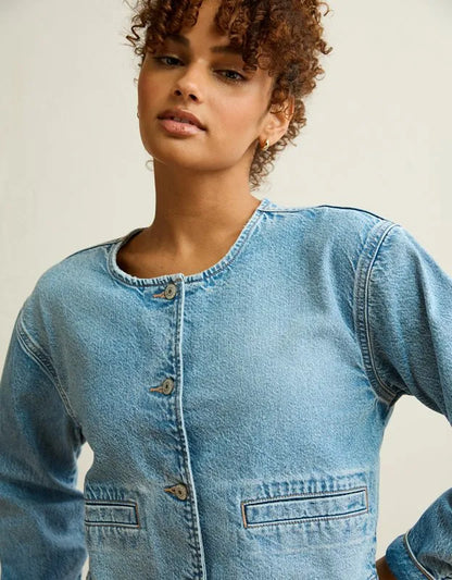 AE Collarless Denim Jacket