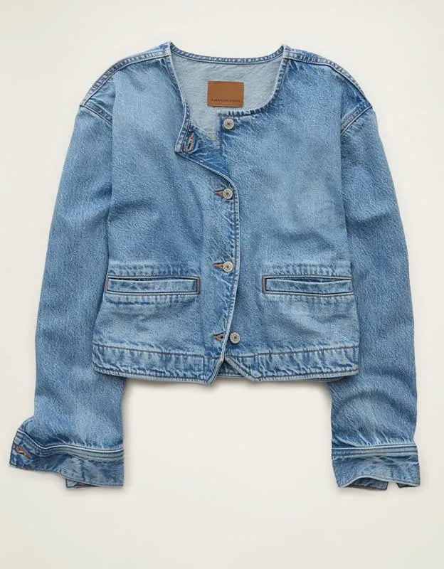 AE Collarless Denim Jacket