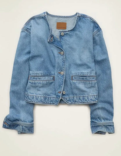 AE Collarless Denim Jacket