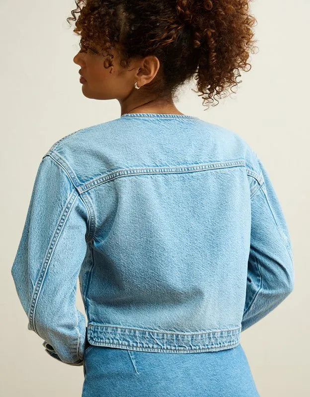 AE Collarless Denim Jacket