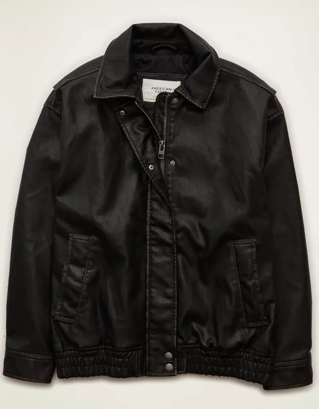 AE Vegan Leather Bomber Jacket