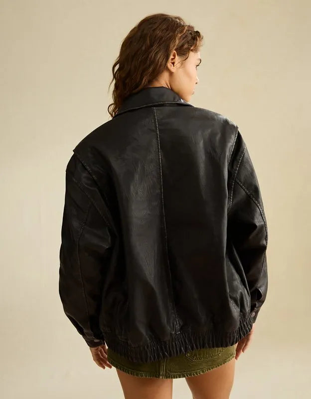 AE Vegan Leather Bomber Jacket
