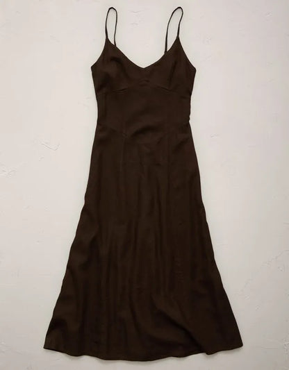 AE77 Linen-Blend Slip Dress