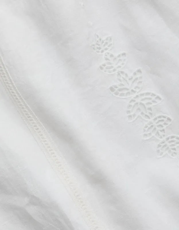 AE77 Embroidered Strapless Linen Tube Dress