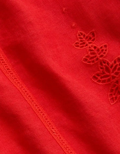 AE77 Embroidered Strapless Linen Tube Dress