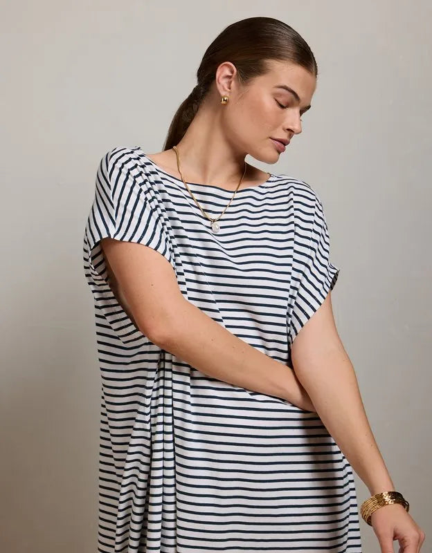 AE77 Cap-Sleeve Everyday T-Shirt Dress
