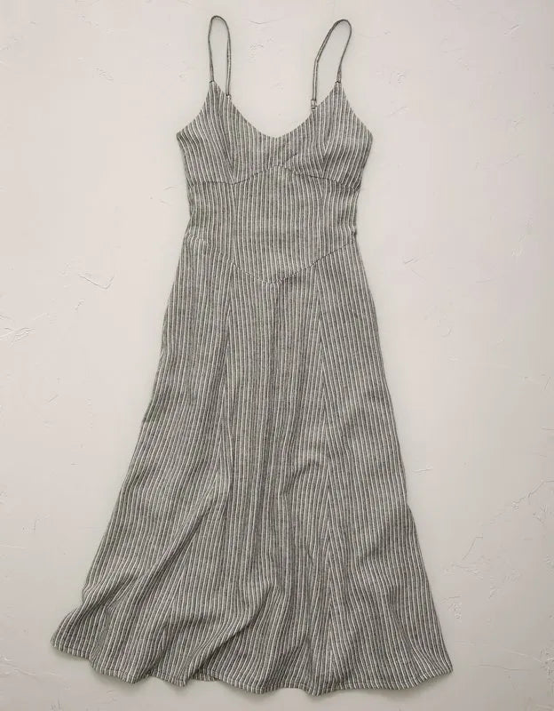 AE77 Linen-Blend Slip Dress