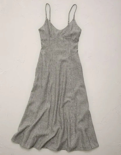 AE77 Linen-Blend Slip Dress