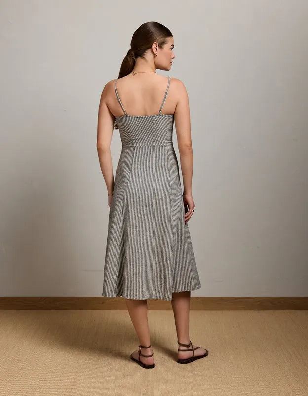 AE77 Linen-Blend Slip Dress