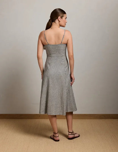 AE77 Linen-Blend Slip Dress