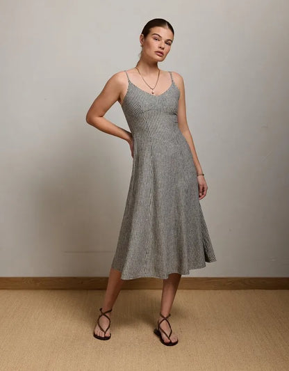 AE77 Linen-Blend Slip Dress
