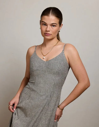 AE77 Linen-Blend Slip Dress