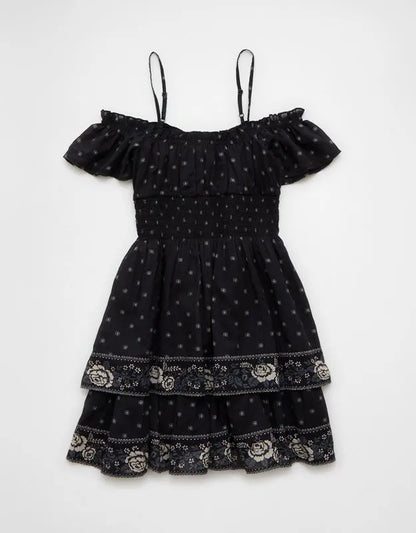 AE Off-The-Shoulder Smocked Mini Dress