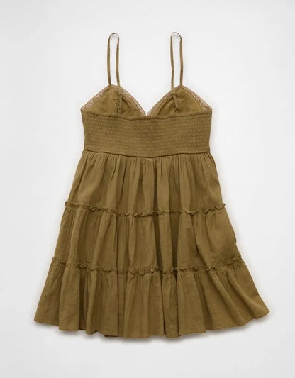 AE V-Neck Tiered Babydoll Mini Dress