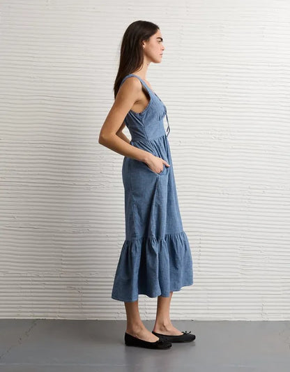 AE Tie-Front Midi Dress