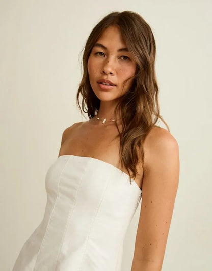 AE Linen-Blend Strapless Mini Dress